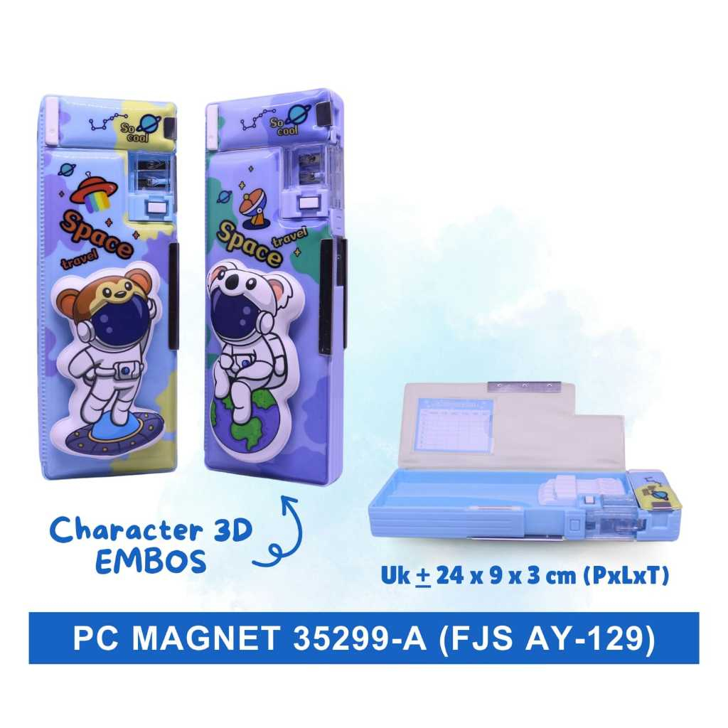 

Pensil Case/ Tepak Pensil/ Tempat Pensil Magnet Anak Cowok Motif Astronot 3D Emboss/ Kotak Pensil Magnet + Rautan Multifungsi Motif Timbul
