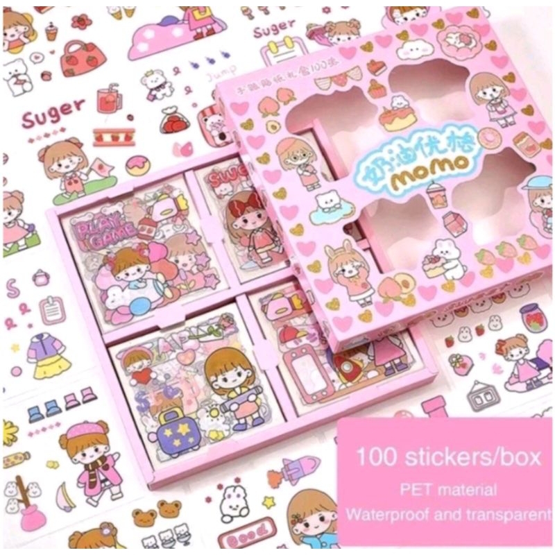 

STIKER MOMO ANAK MOTIF KARTUN KOREA LUCU ANTI AIR ISI 100 PCS