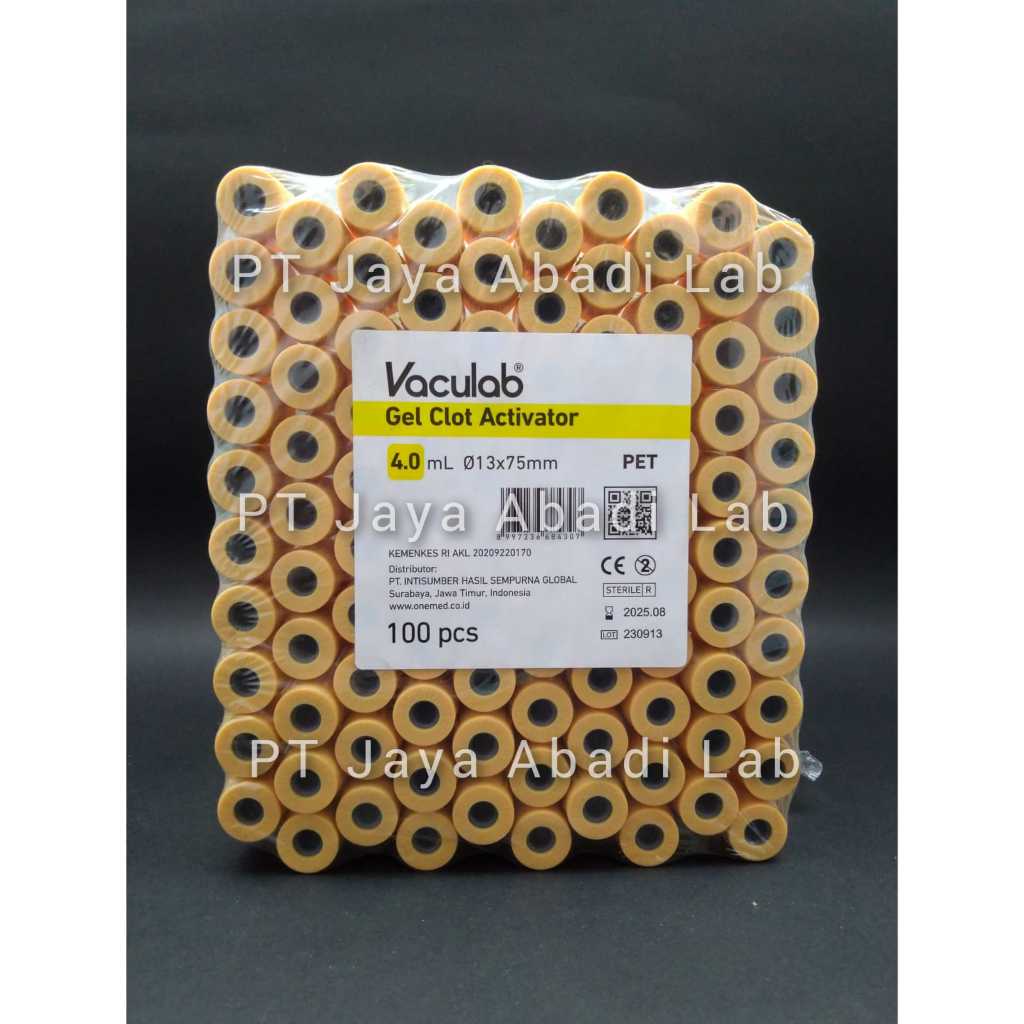 tabung darah vaculab gel clot activator 4 ml box pak isi 100 vacutainer vacum tube