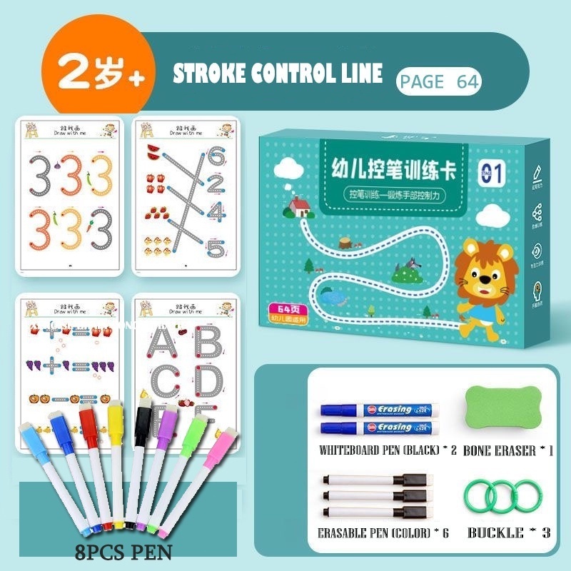 

[READY] Krayon Mewarnai Alat Warna Set Anak Wipe and Clean [ 64 Page + 8pen]