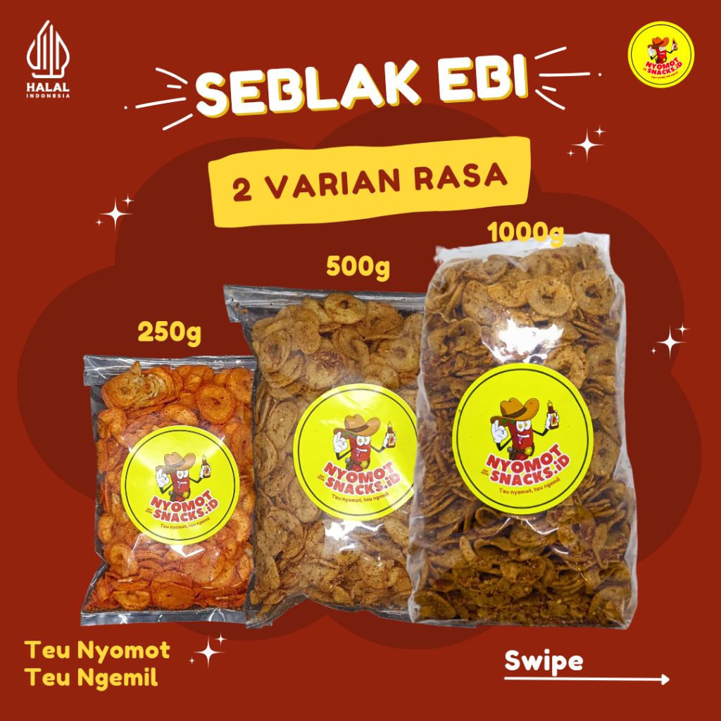 

SEBLAK EBI JELETOT NYOMOTSNACKSID 2 Varian Rasa Spesial 250gr Dan 500gr 1000gr Pouch