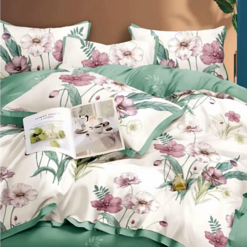 BIOSIBEDDING Sprei Katun Jepang Motif Floral Readystok - Custom Rempel Rumbai Custom semua Size
