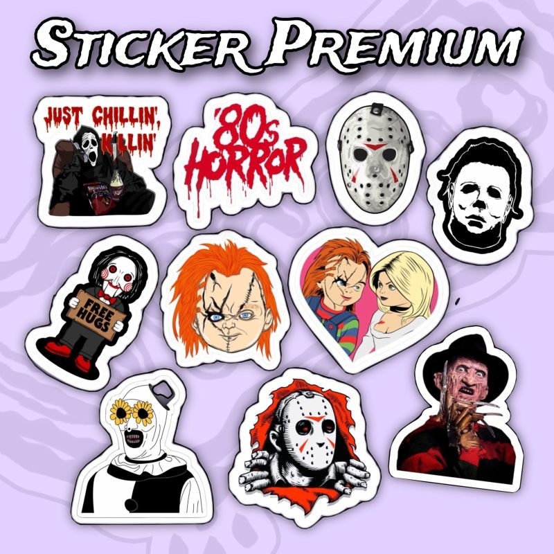 

Sticker 80s horror jason, chucky Pack 10pcs Premium Waterproof