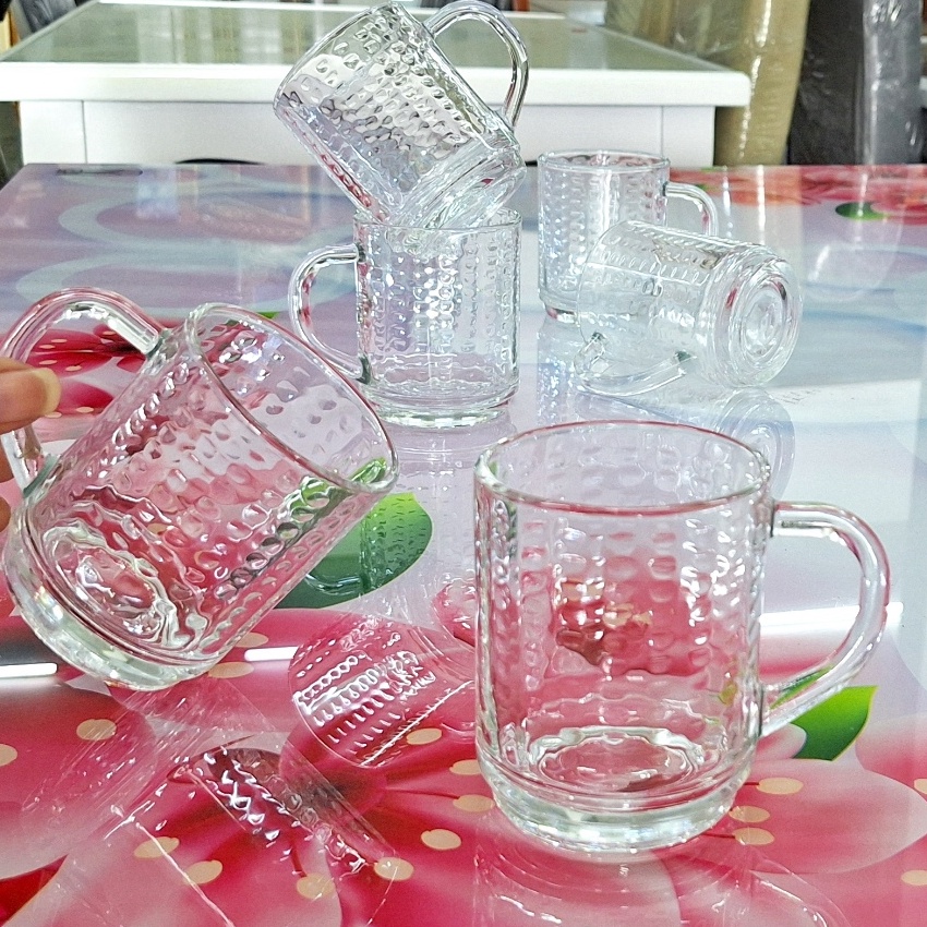 FG2 Gelas kopi kaca Bening Gagang pendek isi 6 pcs