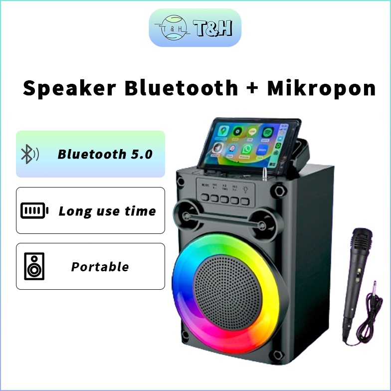 Termurah COD  PRO BASS Speaker Bluetooth Karaoke Portable  Super Bass Polytron Besar Original Mini W