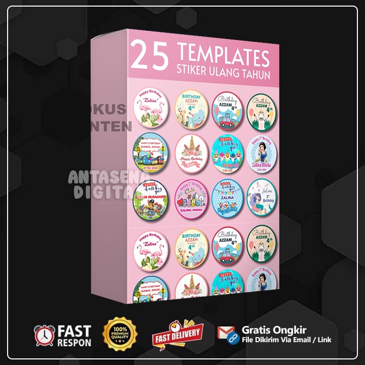 

25 Desain Stiker Ulang Tahun Anak CorelDraw CDR v24