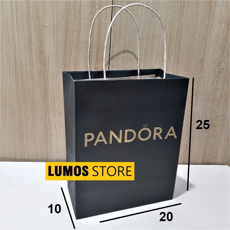 

Paper bag Pandora small hitam 2 sisi 20 x 25 x 10 cm