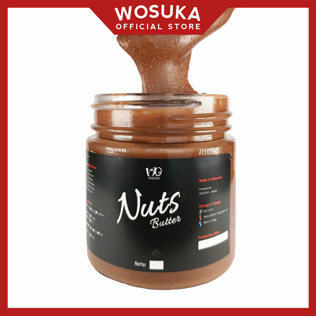 

Natural Dark Chocolate Peanut Butter - Almond Butter - Cashew Butter by WOSUKA (Selai Kacang Cokelat)