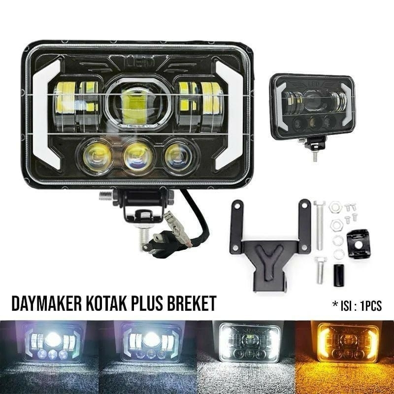 Lampu Froglamp Daymaker Kotak LED 5.75In Socket H4 +  Breket