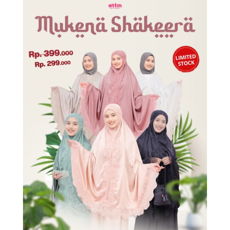 ATTIN - MUKENA SHAKEERA ORIGINAL ATTIN/MUKENA DEWASA/MUKENA SILK ARMANY/MUKENA MEWAH/ALAT SHOLAT/FRE
