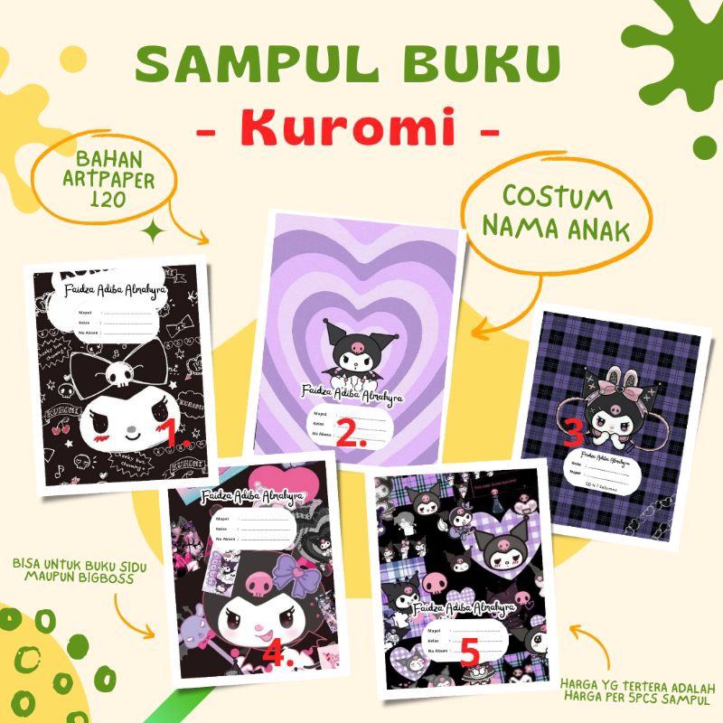 

5 sampul buku KUROMI costum nama