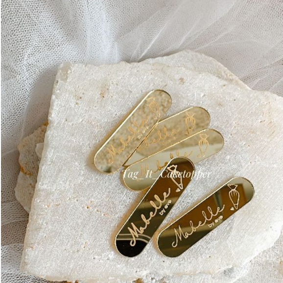 

Custom Acrylic Mirror Mini Cake Tag | Hampers Akrilik | Round Hangtag Topper Mini Hiasan Tusukan Label Logo Kue Label / Brand Gantungan Hijab Pastry Patisserie Gold Mirror