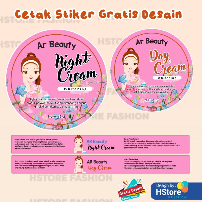 Stiker Label Produk Skincare Paket 100 PCS Stiker Tempel Sticker Custom