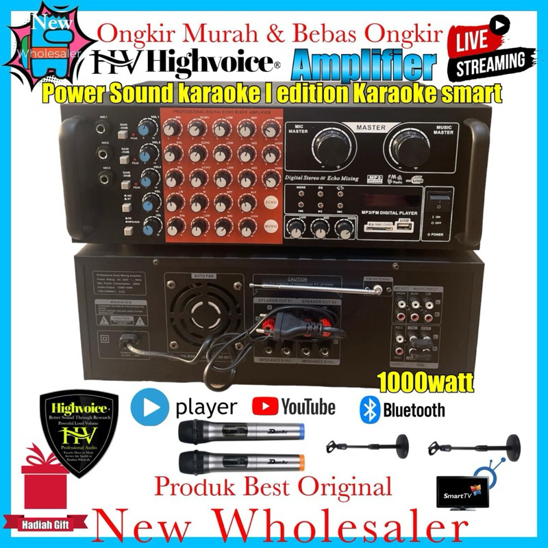 Power Amplifier karaoke Smart Highvoice edition 1000 watt original bluetooth