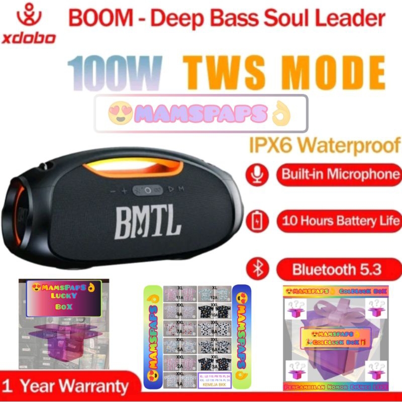 XDOBO BMTL BOOM 100W SPEAKER BLUETOOTH 5.3 IPX6 DEEP BASS TWS