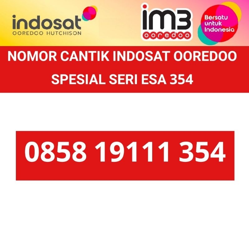 kartu perdana indosat ooredoo im3 4G plus nomer cantik spesial 354 ESA