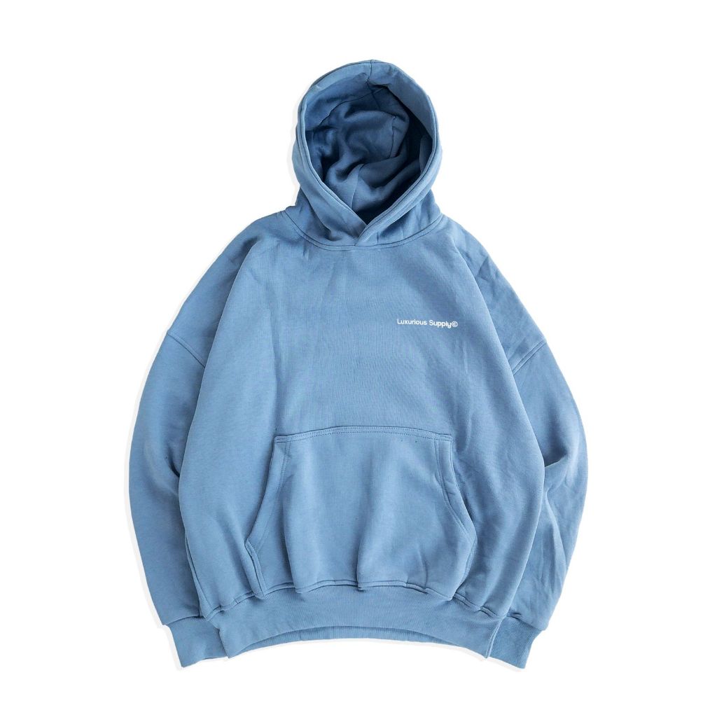 JAKET HOODIE GRAPHIC LIGHT BLUE LXCASUAL 'LOGO LUXURIOUS SUPPLY ' [HD_6589]