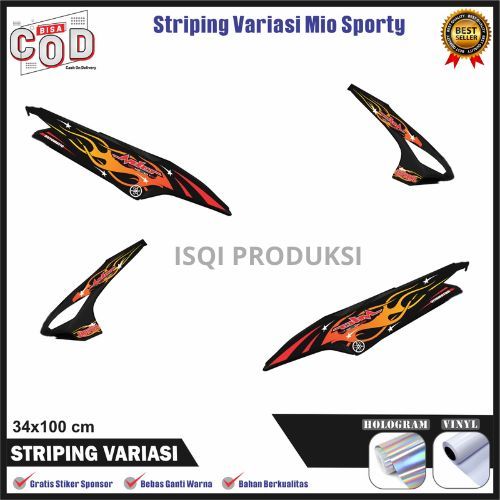 Stiker Striping Variasi Yamaha Mio Sporty Motif Api Striping List Variasi Sporty Hologram Vinyl