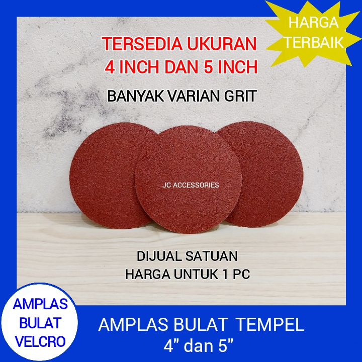 AMPLAS BULAT VELCRO 5” GRIT 80 GRIT 120 GRIT 180 GRIT 240 HAMPLAS KERTAS AMPLAS BULAT TEMPEL 5 INCH 
