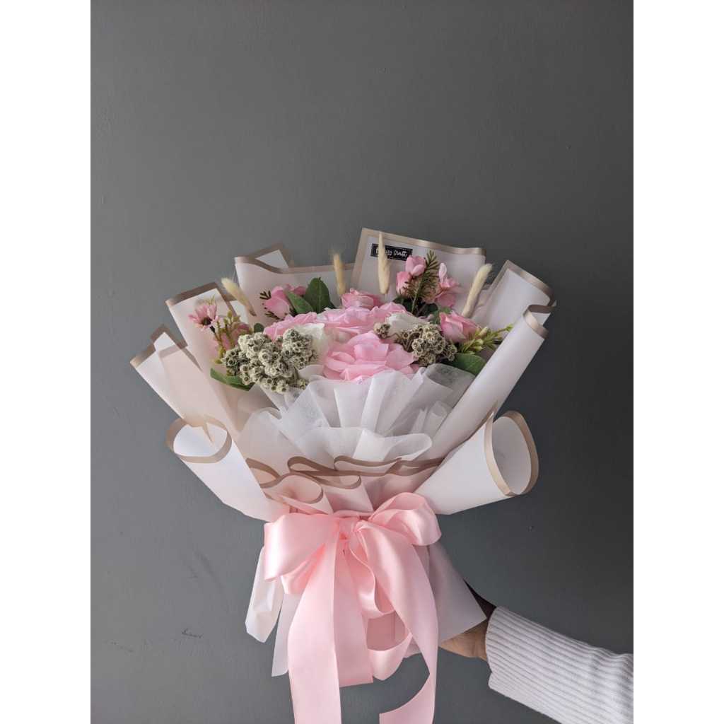 BUCKET BUNGA ARTIFICIAL EDELWEISS UKURAN BESAR