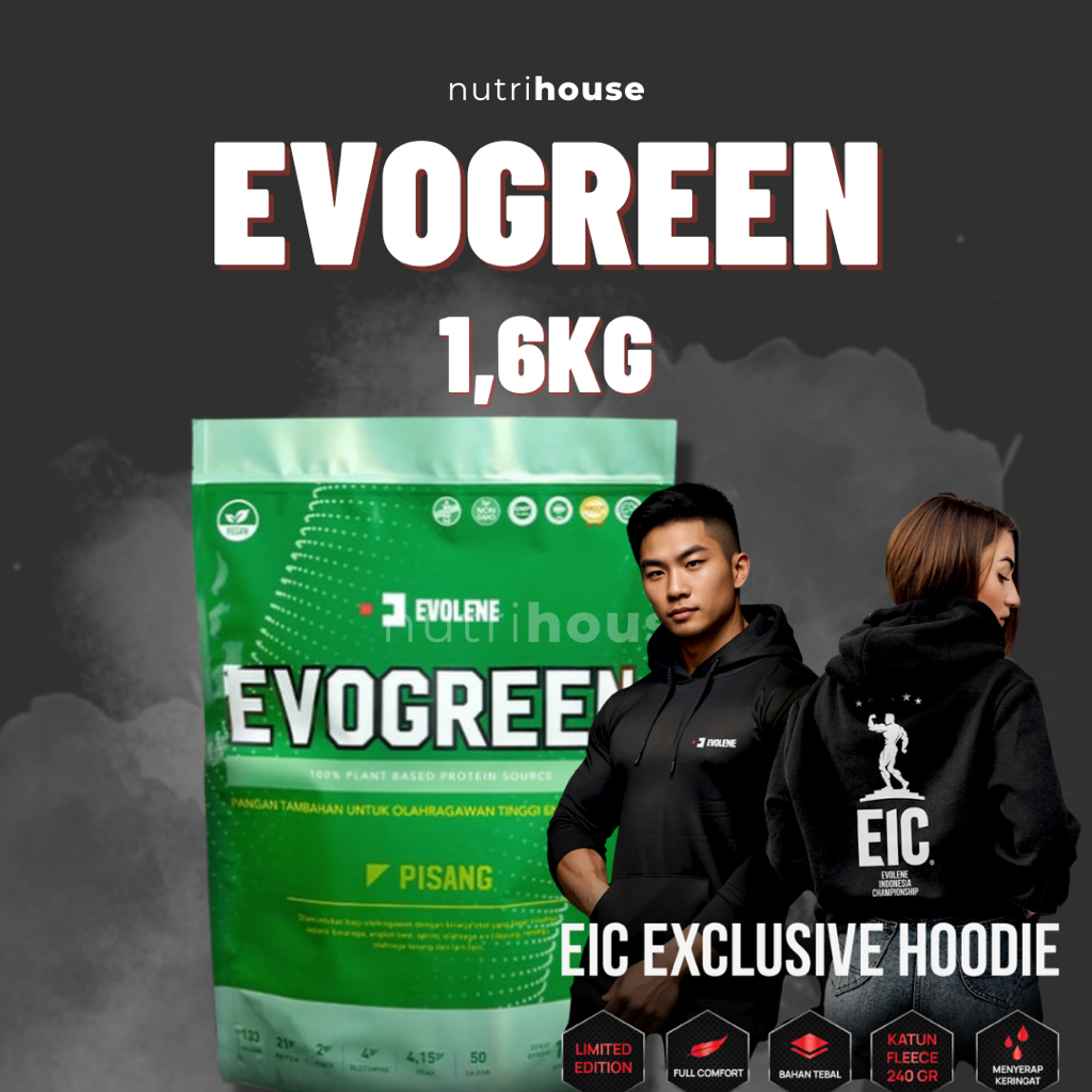 Evolene Evogreen 1,65g 50 servings EVO GREEN Vegan Protein Nutrihouse Evolene Medan Sumatra Utara