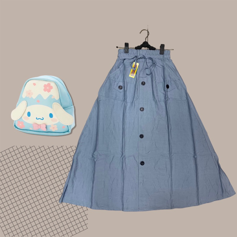 Rok Anak Tanggung Bahan Linen 9-14 Tahun / Rok Klep Anak Muslim Keren