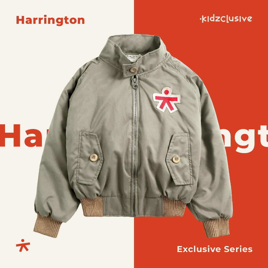 Kidzclusive Jaket Anak Harrington Olive Bomber anak laki laki Jaket Gelembung anak laki laki casual