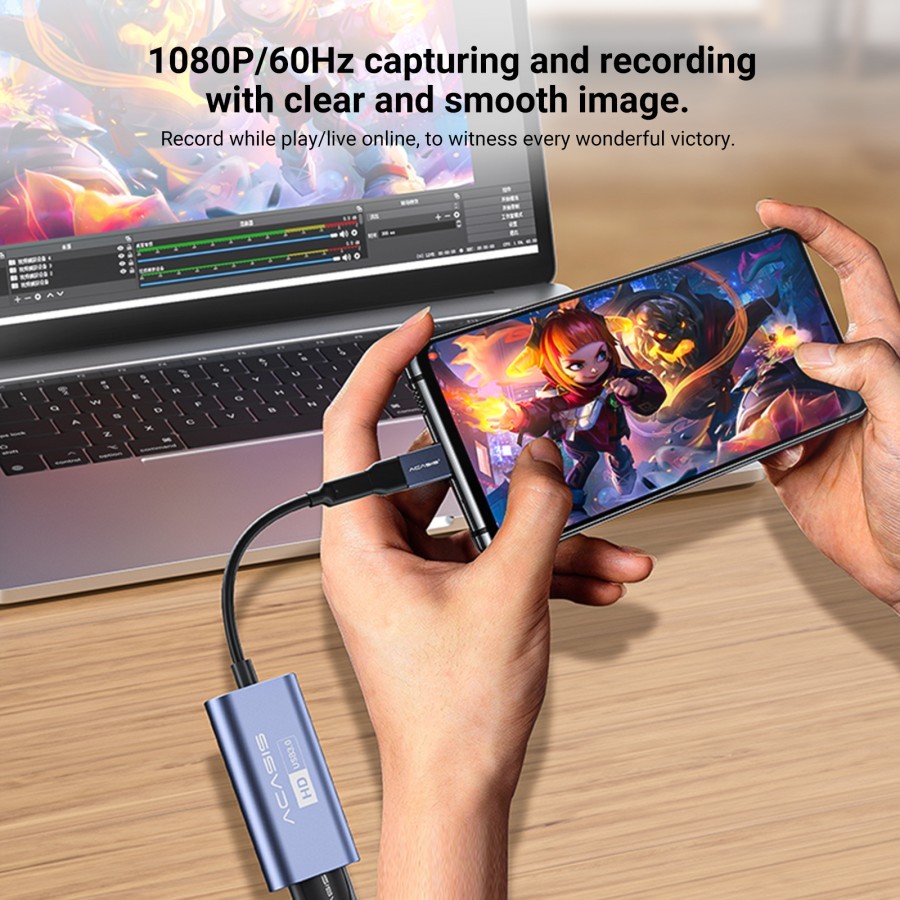 Video Capture HDMI ACASIS Full HD 1080p HDMI Video Capture USB Type C - VC-002 USB 3.0
