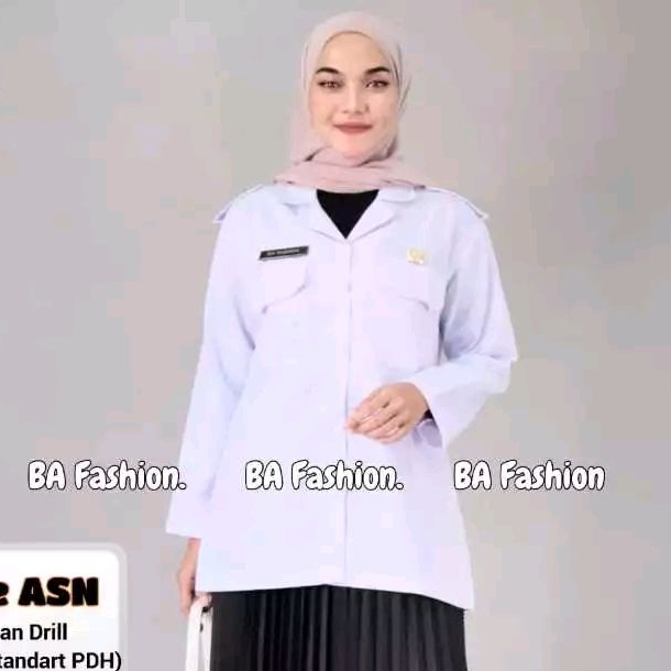 COD BLOUSE PDH PUTIH WANITA  LENGAN PANJANG / BAJU WANITA ASN PUTIH / SERAGAM GURU BLUS PPPK