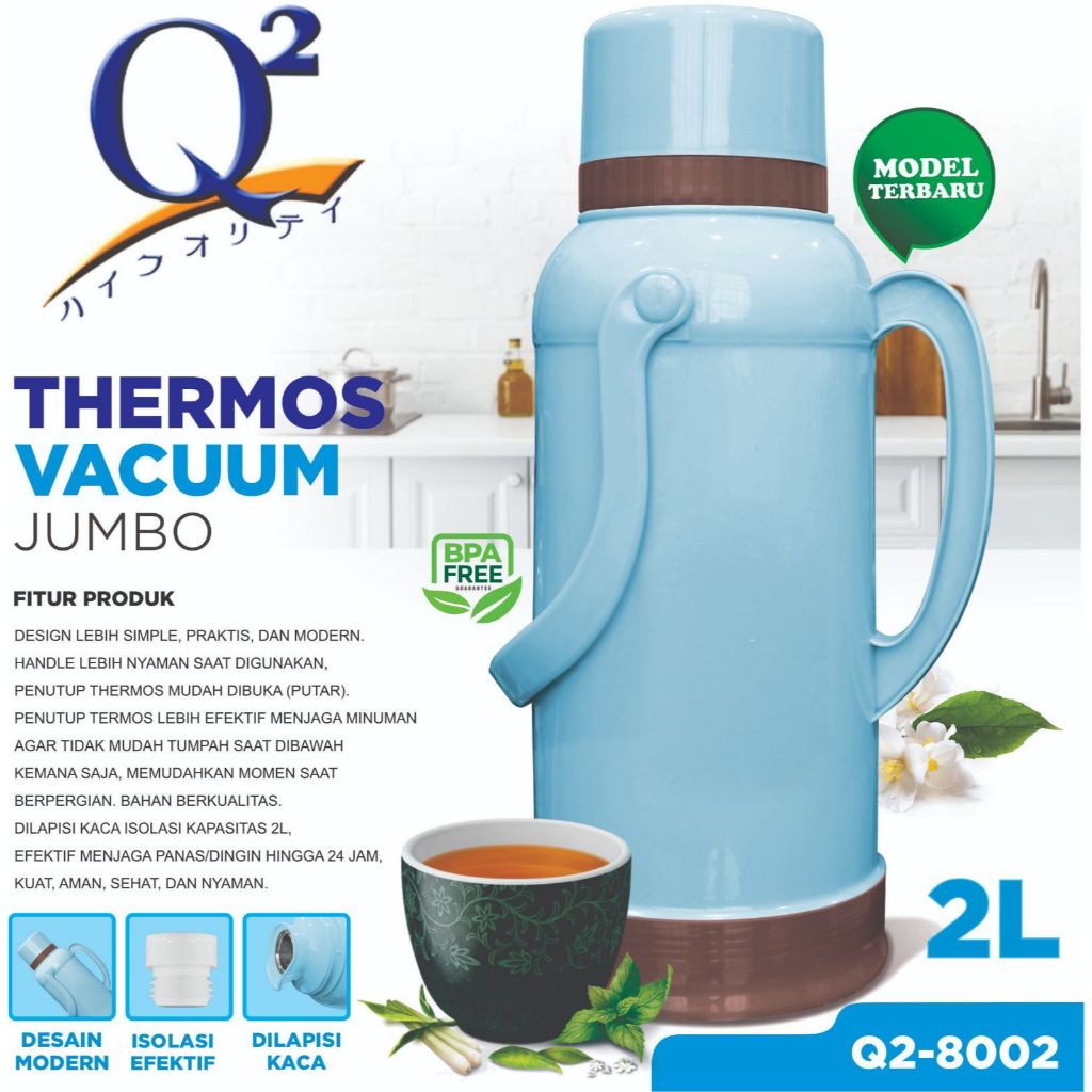 Termos Q2 2Liter 8002 - Termos 2L - Termos Panas Dingin - Termos Air Jumbo - Thermos