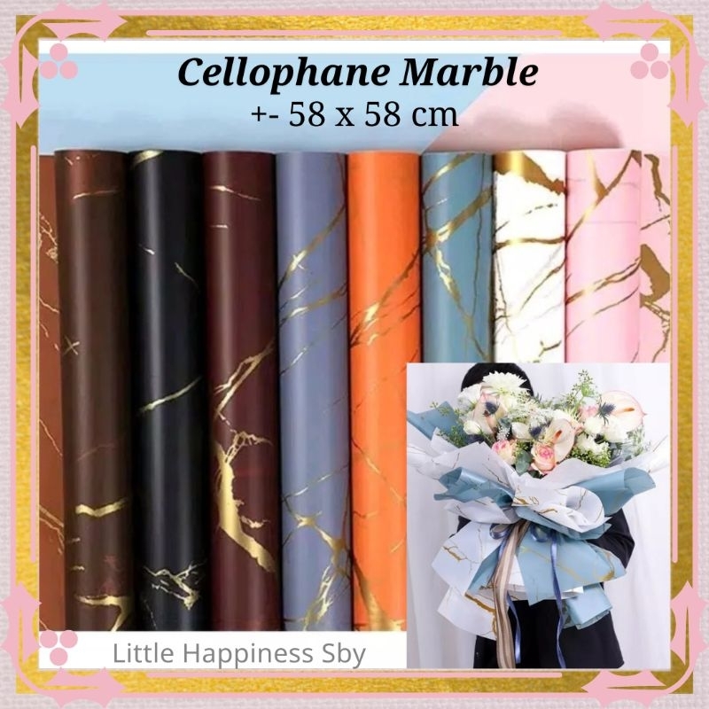 

Murah! (Ecer) Kertas wrapping buket bunga cellophane marble marmer