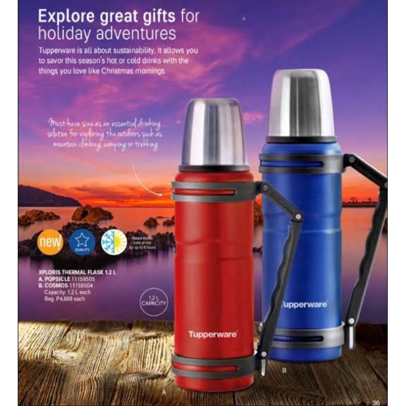 Xploris thermal flask tupperware / termos panas & dingin / termos tahan sampai 6 jam