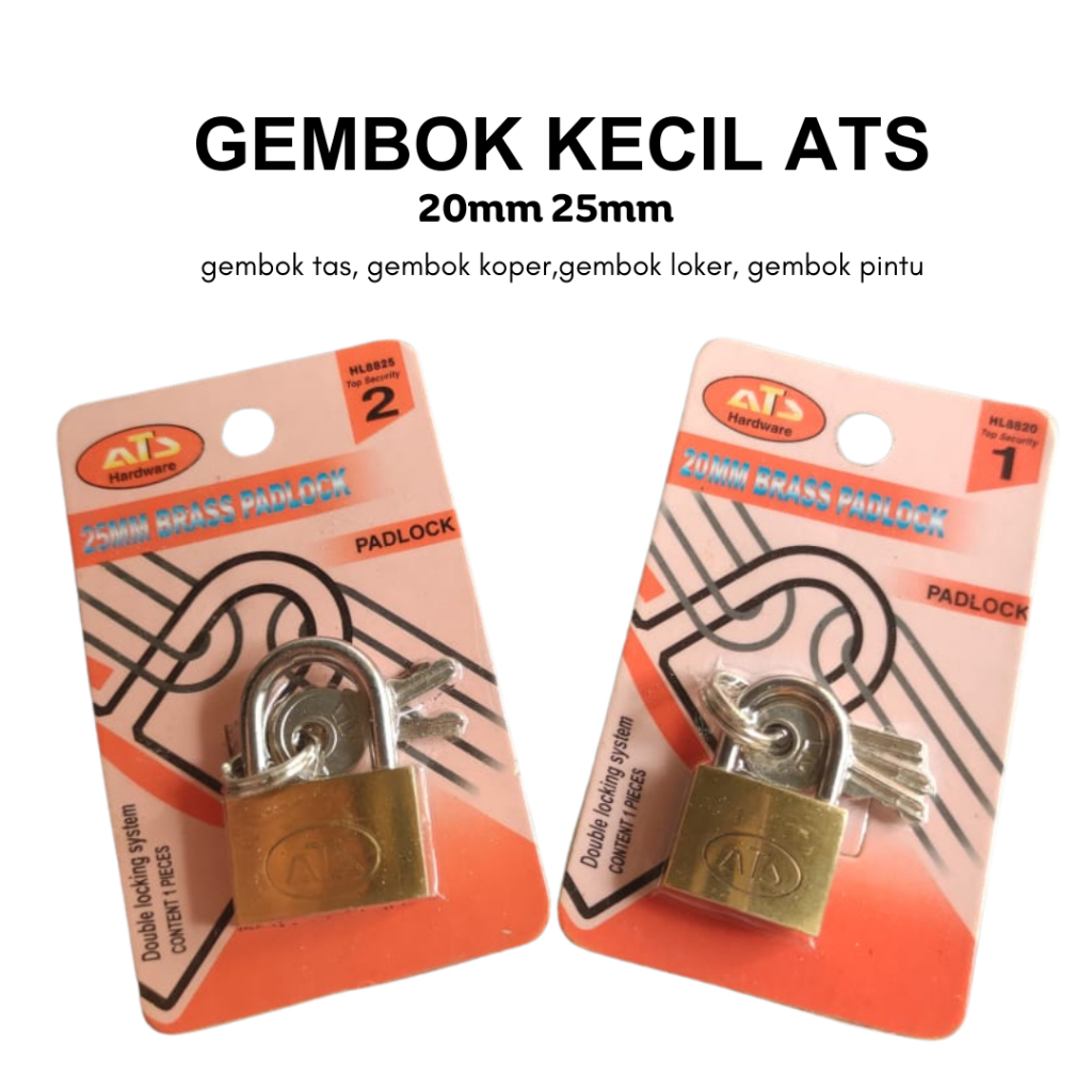 Gembok ATS kuat anti maling gembok tas gembok kecil gembok ats ukuran 20mm 30mm gembokpagar gembok 2