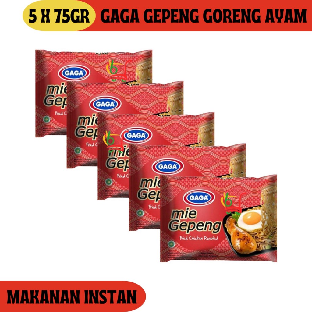 

5PCS Mie Gaga Gepeng Mi Instan Goreng Rasa Ayam Panggang