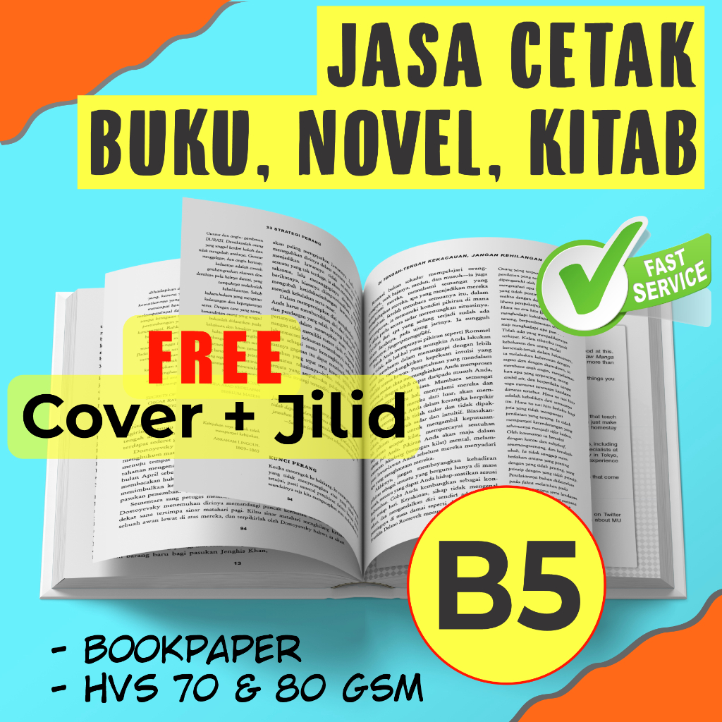 PRINT & CETAK Buku Ukuran B5 (FREE JILID + COVER..)