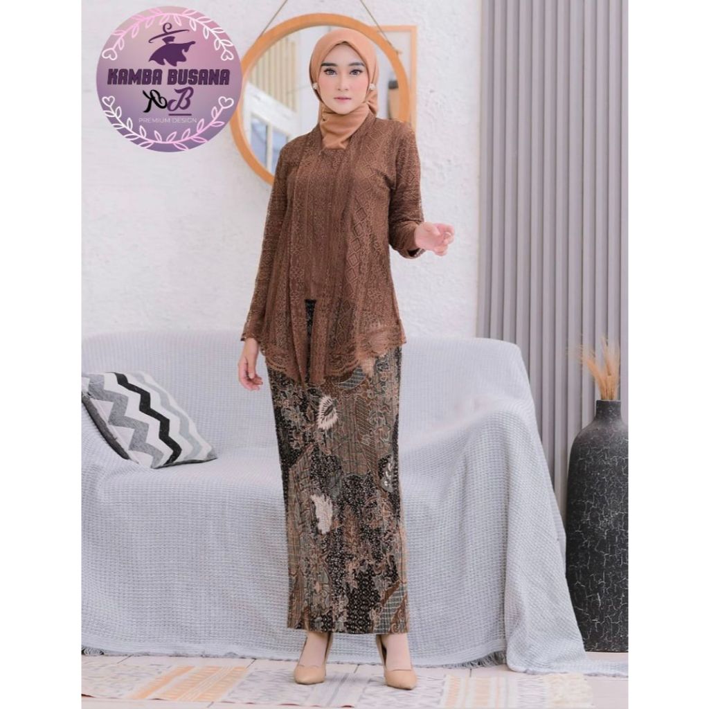 Setelan kebaya kutu baru brokat/atasan kebaya brokat malika/kebaya wisudah/kebaya seragaman/kebaya l