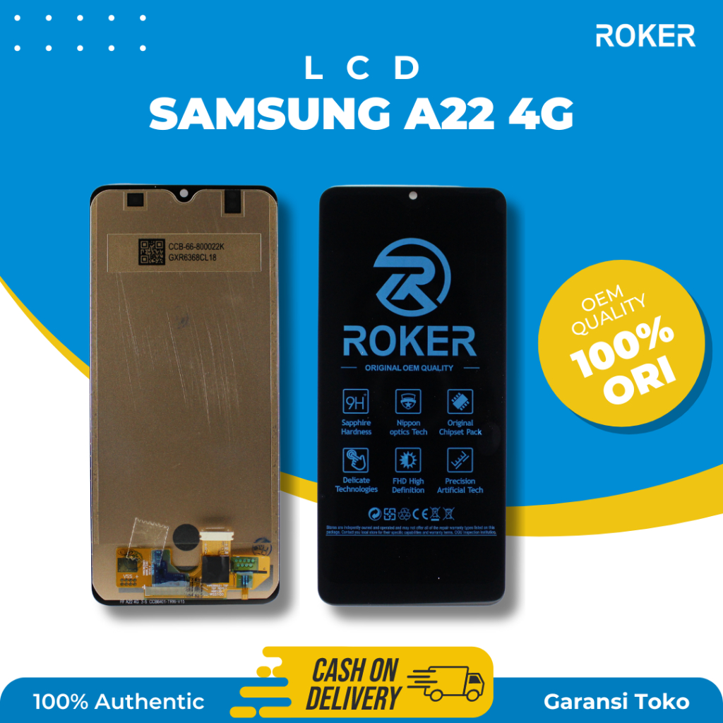 ORIGINAL ROKER LCD SAMSUNG A22 4G / A225 / M22 LCD TOUCHSCREEN FULLSET