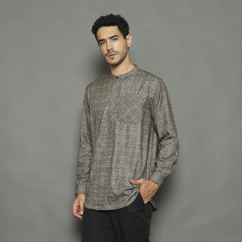 Dazick 133 Koko Dewasa Pjg Motif Kotak Kancing Setengah