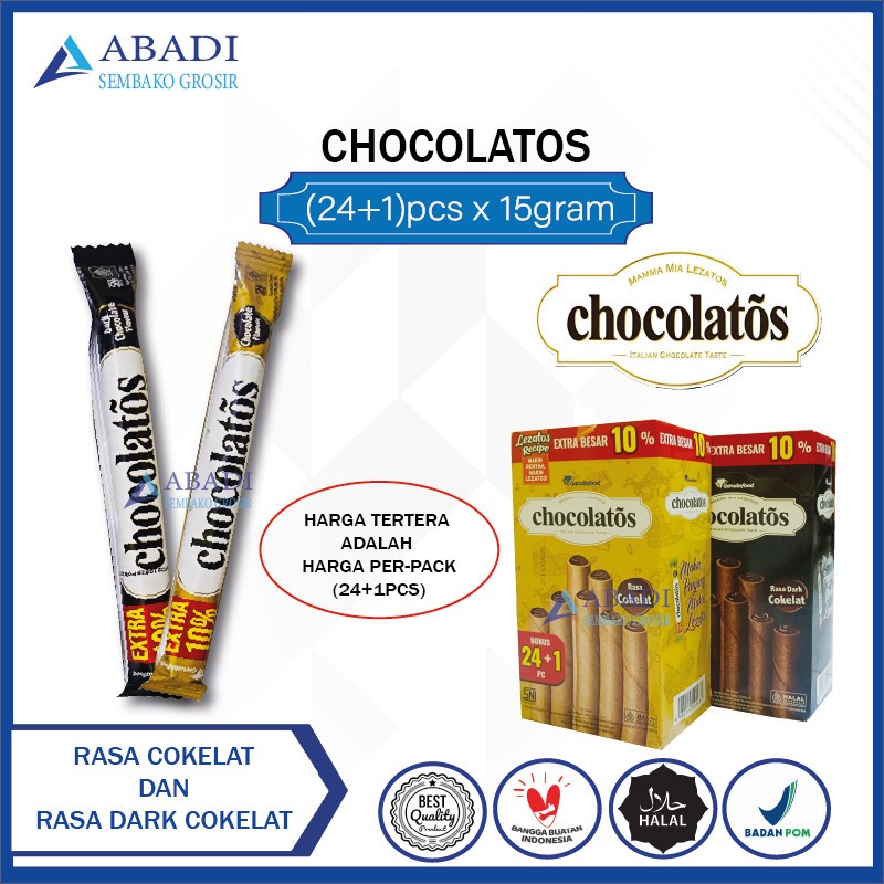 

Chocolatos Roll Cokelat / Dark Cokelat - Coklat 15gram