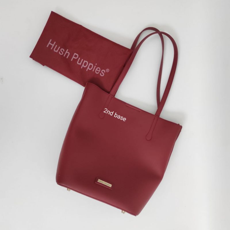 [ PRELOVED ] tas Hush Puppies. Shoulder bag Tote bag branded marun maroon