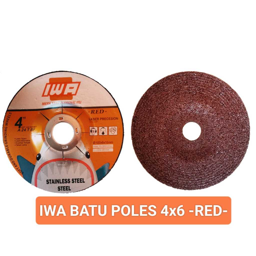 Tricraft Mata Batu Gerinda Poles Besi 4" x 6 Grinding Wheel Slep Tricraft - IWA MERAH