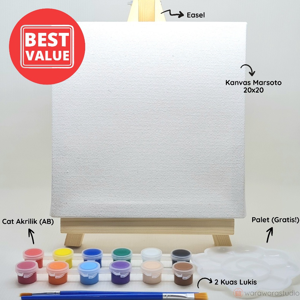 

KODE T93F Paket Melukis Painting Kit Lengkap Standar Kanvas 2x2 Easel Cat Akrilik Palet Kuas BEST VALUE