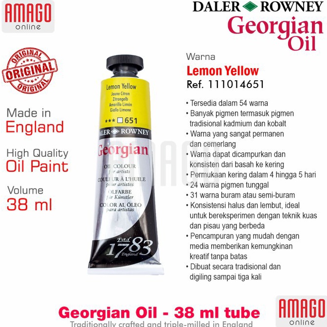 

KODE T39C DALERROWNEY Georgian Oil 38 ml Cat Minyak Lukis Lemon Yellow 11114651
