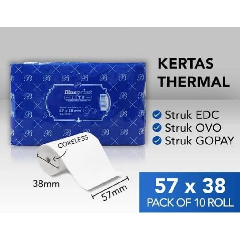 

KODE Y64U Kertas Struk Thermal Merek Blueprint 57x38 isi 1 rol