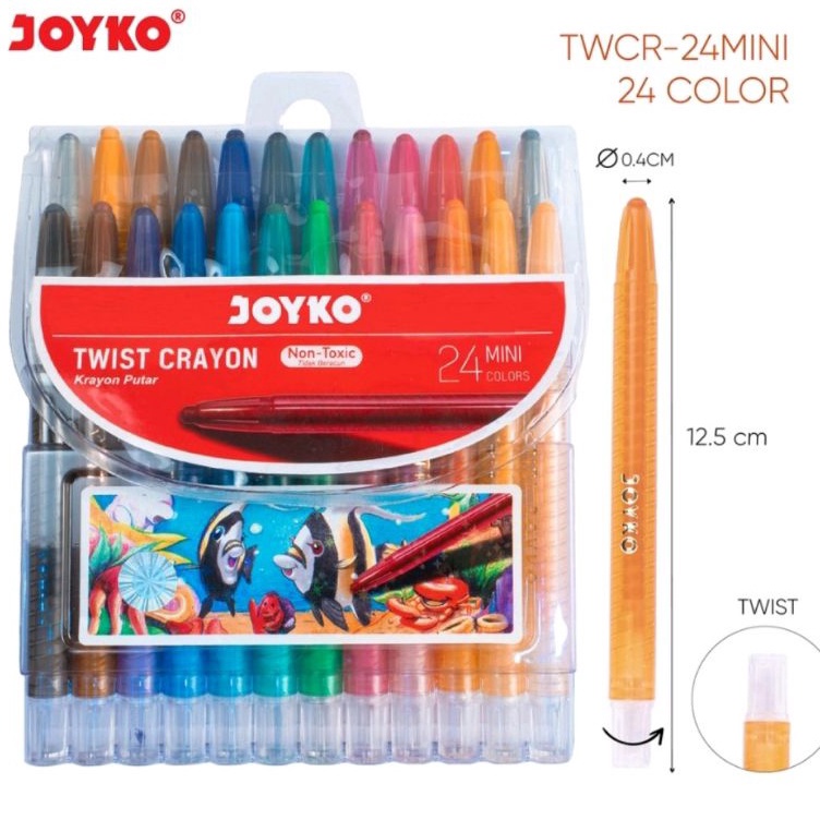 

KODE X46K Crayon Putar Mini 24 Warna Joyko TWCR24Mini Twist Crayon