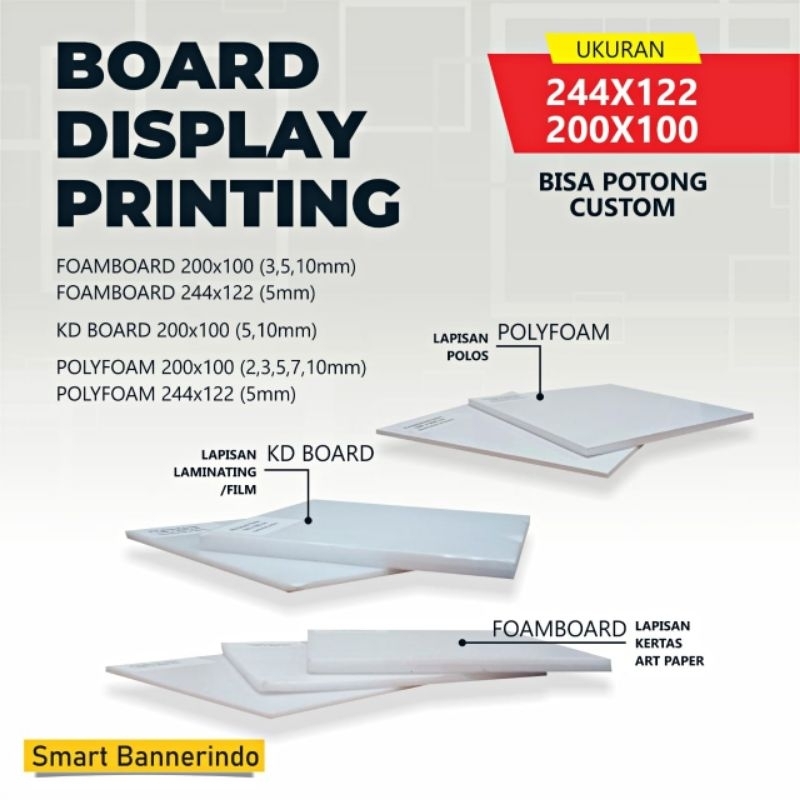 Plat lembaran pvc foam board warna putih dan abu² 8mm, 122x244 - SAS