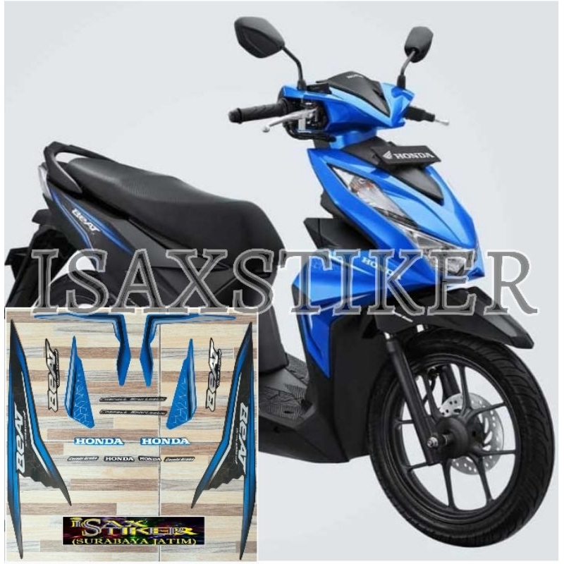 striping original Honda beat ISS biru hitam tahun 2020