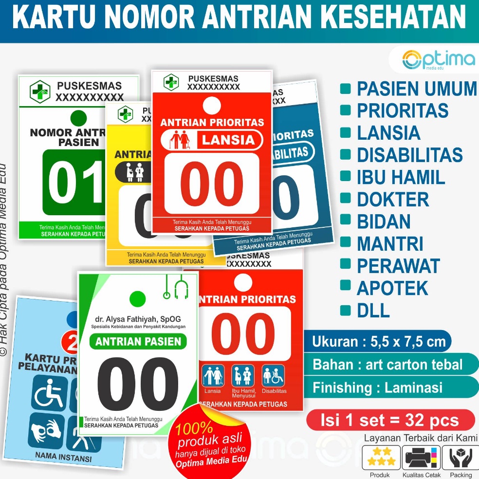 

KODE E56K KARTU NOMOR ANTRI ANTRIAN PUSKESMAS KLINIK DOKTER BIDAN MANTRI
