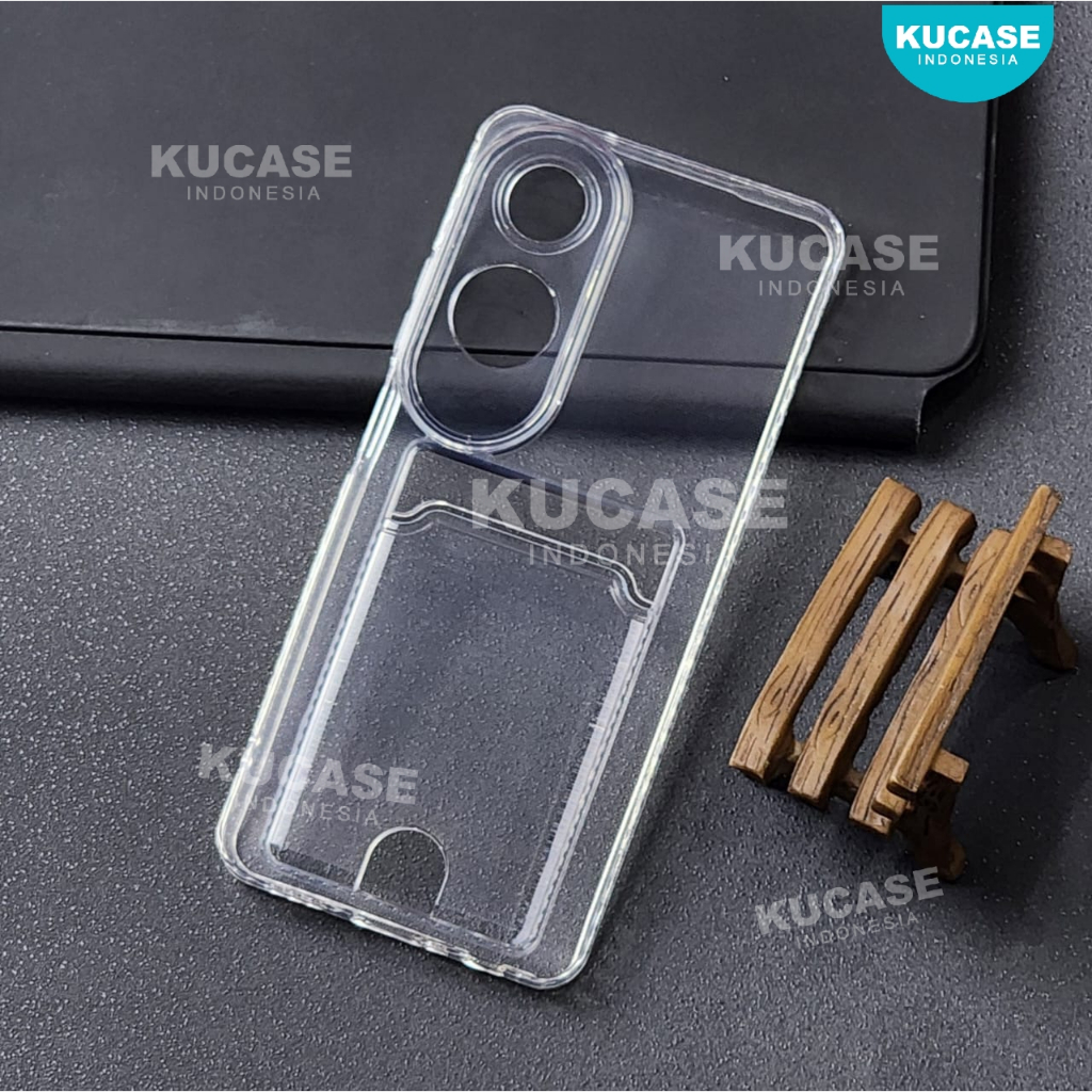 Oppo A60 4G Oppo A55 4G Case Bening Card Slot Foto / Kartu Casing Wallet TPU Clear Oppo A60 4G Oppo 
