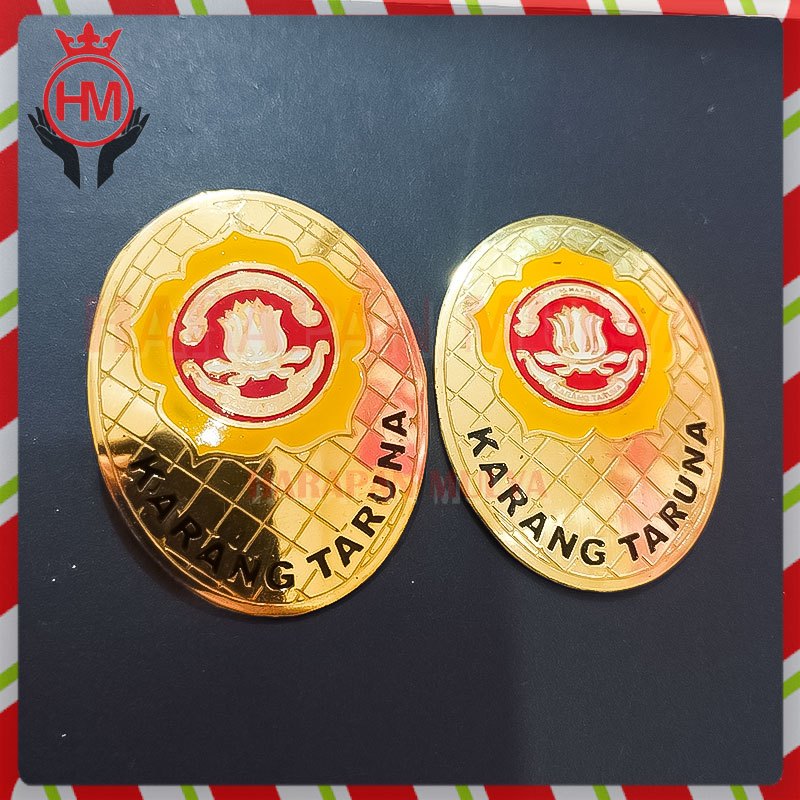 Bros Oval Kuningan Karang Taruna - Pin Custom Logo Karangtaruna Bahan Kuningan - Harapan Mulya